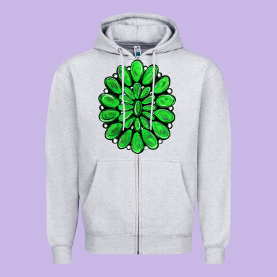 Green Gemstone Zipper Hoodie Designed By Ranaportraitstore