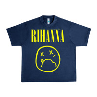 Navy Grunge Rihanna Urban Heavy Tee - PixelWave