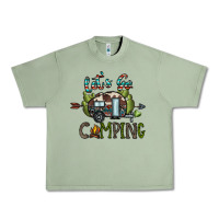 Oil Green let's go camping Urban Heavy Tee - CowhideDigitalArt