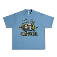 Pebble Blue let's go camping Urban Heavy Tee - CowhideDigitalArt