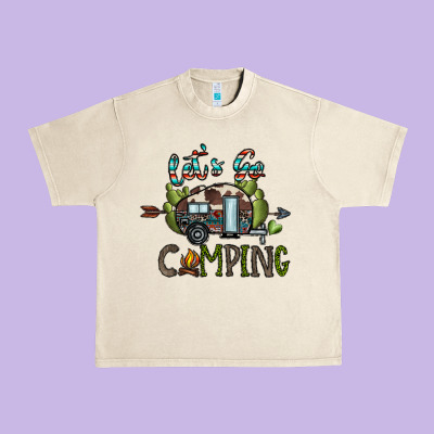 Let's Go Camping Urban Heavy Tee Designed By Cowhidedigitalart