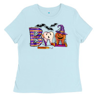 Baby Blue dental boo halloween Ladies Tee - LillyAllenDesigns