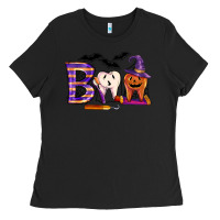 Black dental boo halloween Ladies Tee - LillyAllenDesigns