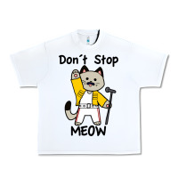 White Don´t Stop Meow Urban Heavy Tee - PixelWave