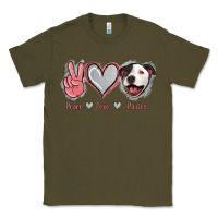 Army Green Peace Love Pitties Classic Tee - Jasminsmagicworld