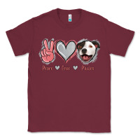 Burgundy Peace Love Pitties Classic Tee - Jasminsmagicworld