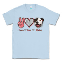 Dusty Blue Peace Love Pitties Classic Tee - Jasminsmagicworld