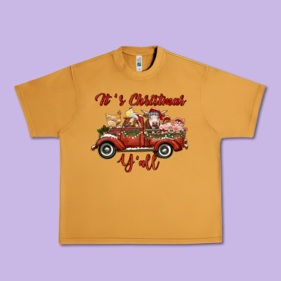 It's Christmas Y'all Truck With Farm Animals Urban Heavy Tee Designed By Ranaportraitstore