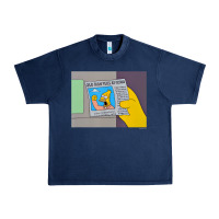 Navy The Simpsons Old Man Yells At Cloud Newspaper V1 Urban Heavy Tee - PixelWave