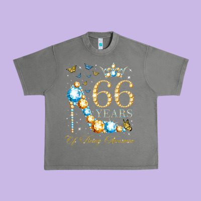 66th Birthday 66 Years Of Being Awesome 66 Years Old Woman Urban Heavy Tee Designed By Pixelwave