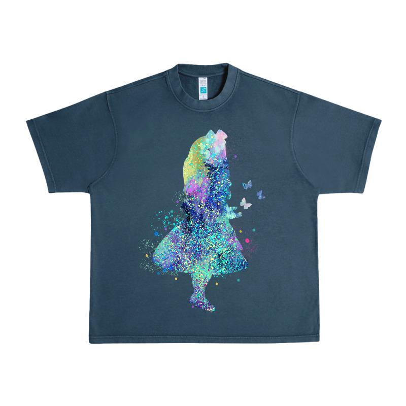 Watercolor Splatter Alice In Wonderland T Shirt Design Urban Heavy Tee by PixelWave | Teevron