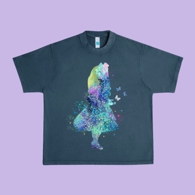 Watercolor Splatter Alice In Wonderland T Shirt Design Urban Heavy Tee Designed By Pixelwave