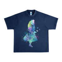 Navy watercolor splatter alice in wonderland t shirt design Urban Heavy Tee - PixelWave