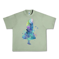 Oil Green watercolor splatter alice in wonderland t shirt design Urban Heavy Tee - PixelWave