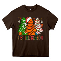 Chocolate Brown Tis' The Season Basketball Christmas Cakes Heavy Core Tee - BundleAndBundleShop