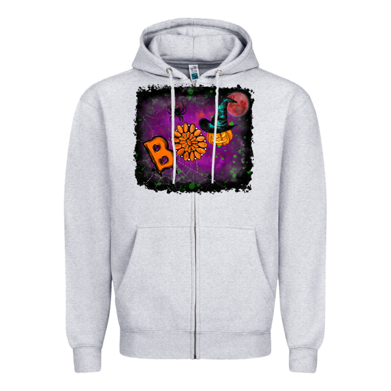 Boo Gemstone Halloween Pumpkin Zipper Hoodie by RanaPortraitStore | Teevron