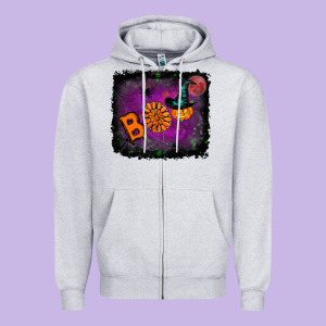 Boo Gemstone Halloween Pumpkin Zipper Hoodie Designed By Ranaportraitstore
