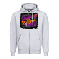 Heather Grey boo gemstone halloween pumpkin Zipper Hoodie - RanaPortraitStore