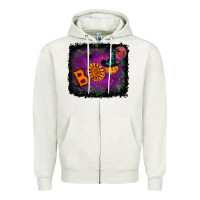 Oatmeal Heather boo gemstone halloween pumpkin Zipper Hoodie - RanaPortraitStore