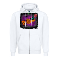 White boo gemstone halloween pumpkin Zipper Hoodie - RanaPortraitStore