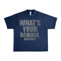 Navy what's your damage, heather   heathers Urban Heavy Tee - PixelWave