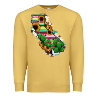 Antique Gold California Map Sunflower Cactus Serape Premium Sweatshirt - RanaPortraitStore