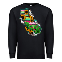 Black California Map Sunflower Cactus Serape Premium Sweatshirt - RanaPortraitStore
