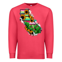 Cardinal California Map Sunflower Cactus Serape Premium Sweatshirt - RanaPortraitStore