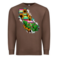 Chestnut California Map Sunflower Cactus Serape Premium Sweatshirt - RanaPortraitStore