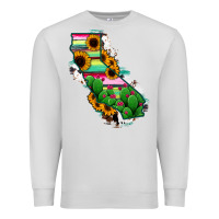 Dove Grey California Map Sunflower Cactus Serape Premium Sweatshirt - RanaPortraitStore