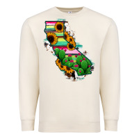 Sandshell California Map Sunflower Cactus Serape Premium Sweatshirt - RanaPortraitStore