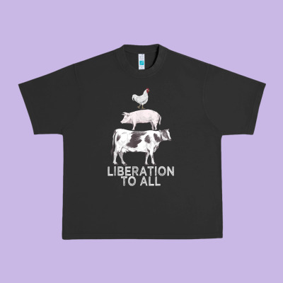 Liberation To All Vegan Vegetarian Food Animal Love Urban Heavy Tee Designed By Pixelwave