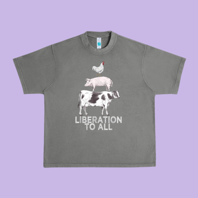 Liberation To All Vegan Vegetarian Food Animal Love Urban Heavy Tee Designed By Pixelwave