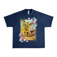 Navy St Michael the Archangel - Protector Catholic Church Angel Urban Heavy Tee - PixelWave