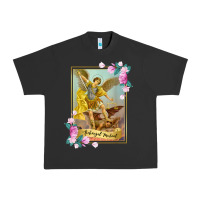 Pigment Black St Michael the Archangel - Protector Catholic Church Angel Urban Heavy Tee - PixelWave
