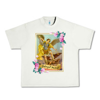 Pistachio St Michael the Archangel - Protector Catholic Church Angel Urban Heavy Tee - PixelWave