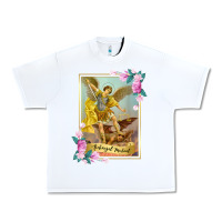 White St Michael the Archangel - Protector Catholic Church Angel Urban Heavy Tee - PixelWave