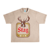French Oak Vintage Stag Beer, distressed Urban Heavy Tee - Craftify