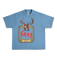 Pebble Blue Vintage Stag Beer, distressed Urban Heavy Tee - Craftify
