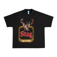 Black Vintage Stag Beer, distressed Urban Heavy Tee - Craftify