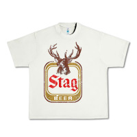 Pistachio Vintage Stag Beer, distressed Urban Heavy Tee - Craftify