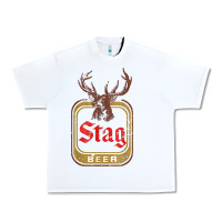 White Vintage Stag Beer, distressed Urban Heavy Tee - Craftify