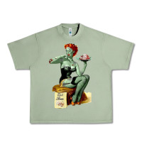 Oil Green Zombie Pin Up Girl Halloween Urban Heavy Tee - Craftify