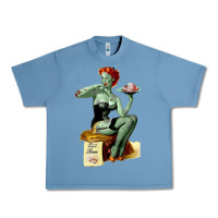 Pebble Blue Zombie Pin Up Girl Halloween Urban Heavy Tee - Craftify