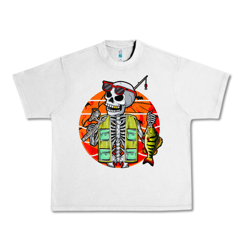 Skeleton Fishing Lover Moon Halloween Costume Fish Urban Heavy Tee by Craftify | Teevron