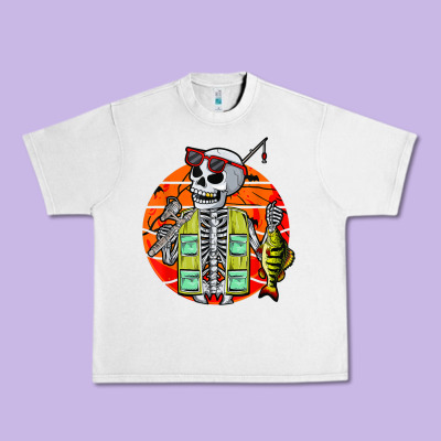 Skeleton Fishing Lover Moon Halloween Costume Fish Urban Heavy Tee Designed By Craftify