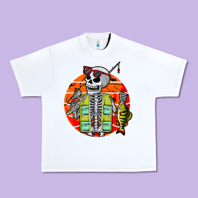 Skeleton Fishing Lover Moon Halloween Costume Fish Urban Heavy Tee Designed By Craftify