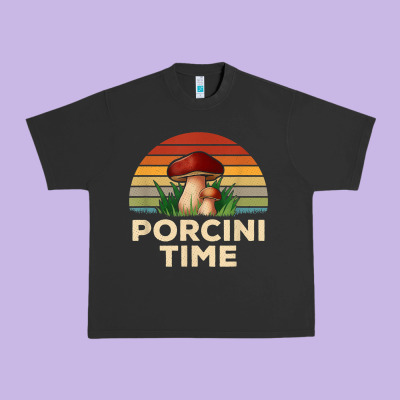 Vintage Sunset Porcini Mushroom Hunting Boletus Edulis T Shirt Urban Heavy Tee Designed By Craftify