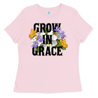 Bubblegum Pink Grow In Grace Ladies Tee - LillyAllenDesigns
