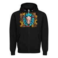 Black leopard sunflowers and gemstone skull Zipper Hoodie - RanaPortraitStore